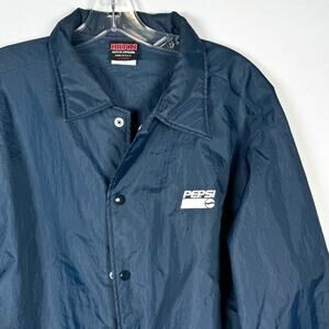 Vintage Hilton Pepsi Blue Nylon Snap Button Light Windbreaker Men Jacket Size XL